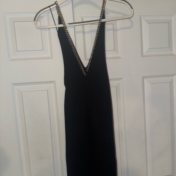 Zara Black Knit Maxi Dress with Silver Chain - Picture 5 of 5